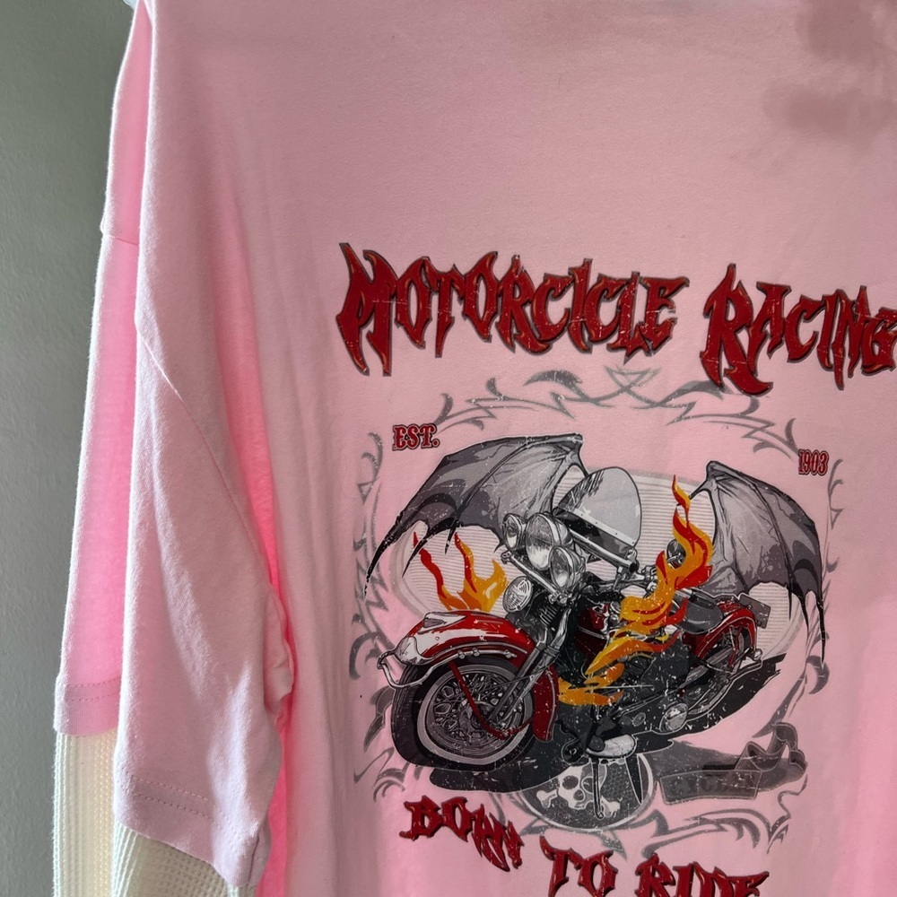 Edikted Racing Oversized Layered T-Shirt 🔥 💖🖤 🏍️ - Picture 12 of 13